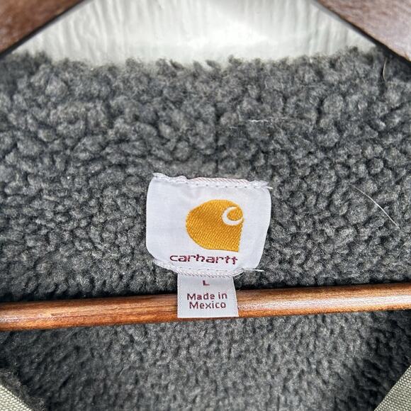 Vintage Y2K Sherpa Lined Carhartt Vest Duck Rugged Green V26 ARG Size Large - Picture 5 of 7